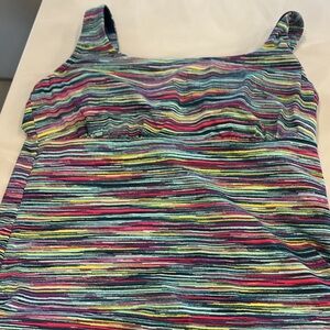 Lands' End Multicolor Striped Square Neck Tankini. 36DD underwire